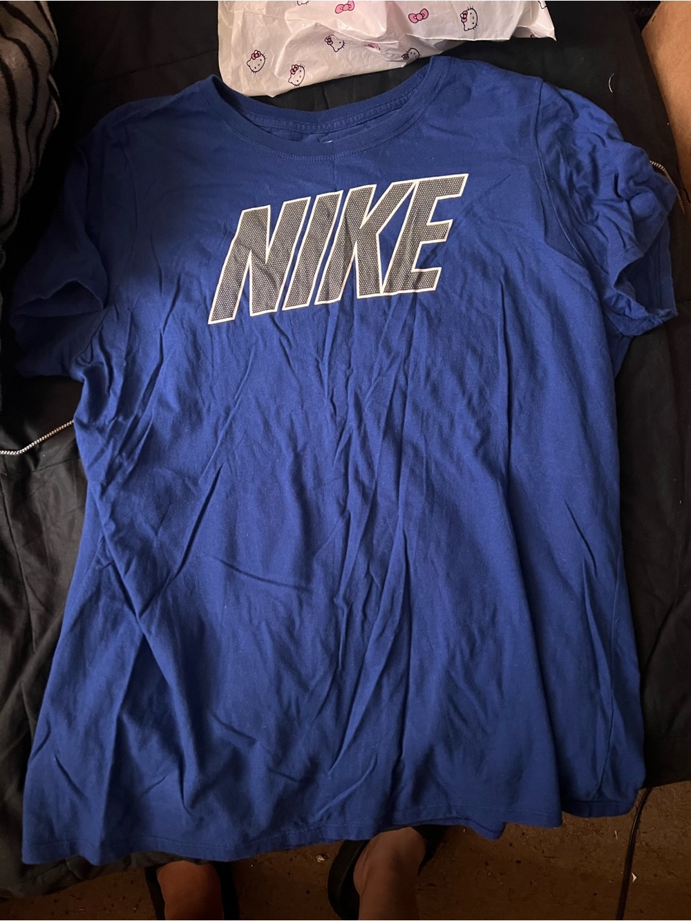 Nike Blue Short Sleeve Tee with Bold Silver NIKE Logo